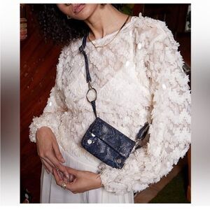 Hammitt VIP Mini Snake Belt Bag Crossbody Navy Convertible